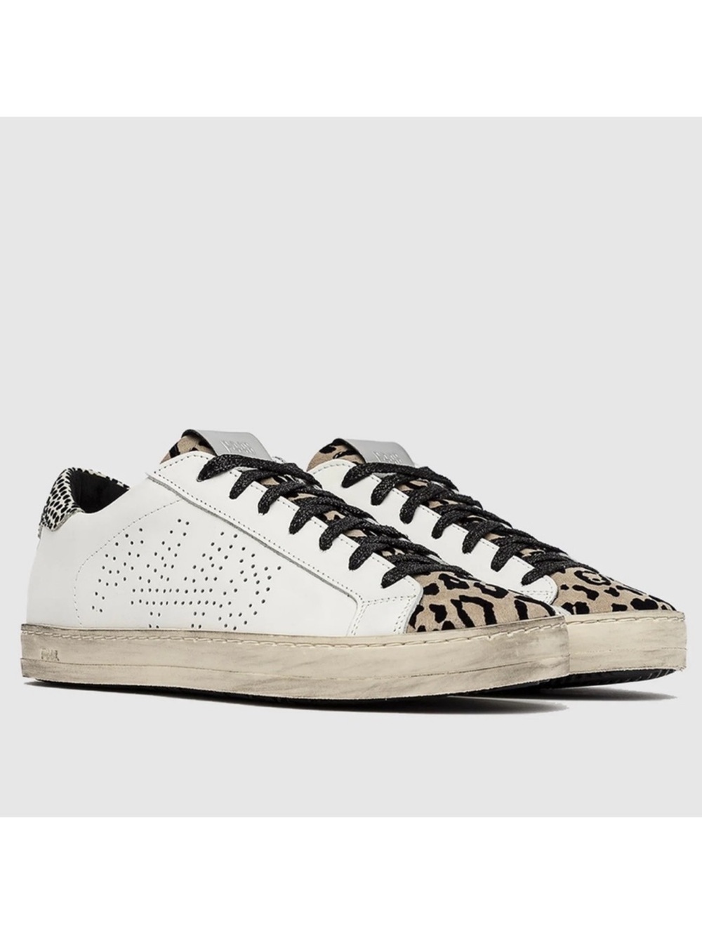 P448 John Animal Print Leather Sneakers Size 36 EU 6 US